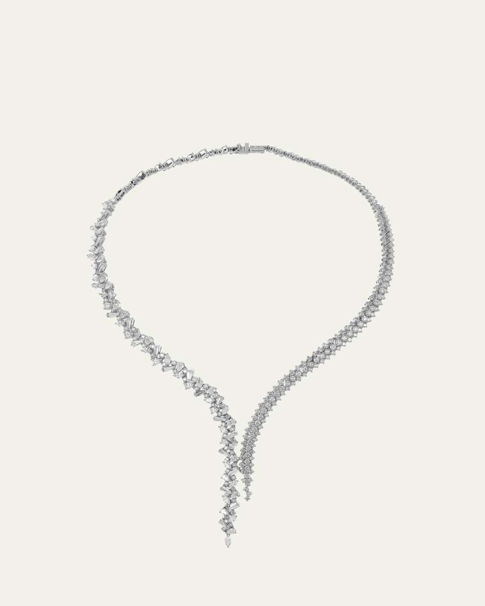 18K White Gold Lariat Necklace with Diamonds